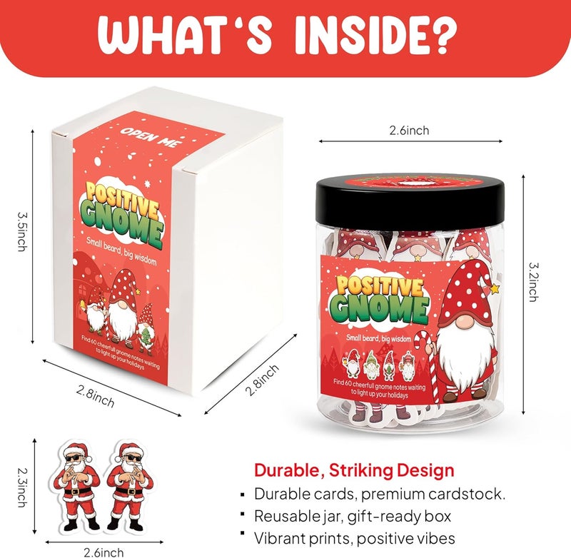 BOYESE Positive Gnome Jar With 60 Affirmation Cards, Emotional Support Gnomes, Gnome Gifts For Women, Christmas Gifts for Teens, White Elephant Gift, Christmas Stocking Stuffer for Teen Girls, Teen Boys - Image 2